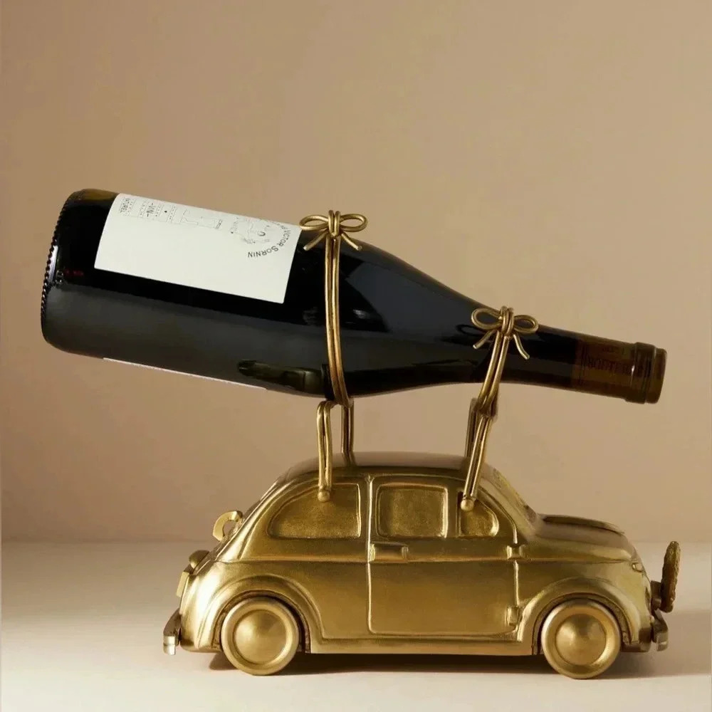Anthropologie Brass wine bottle holder home decor bar cart bows car gift gold